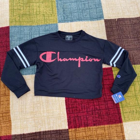 Champion Cropped Sweatshirt• Black/Red Script - Picture 3 of 5